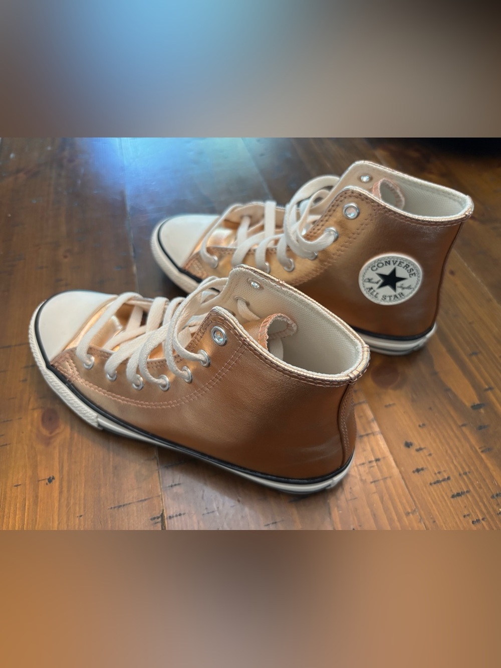 Girls Converse CHUCK TAYLOR ALL STAR METALLIC – Gold    size 3  NWT - Picture 2 of 6